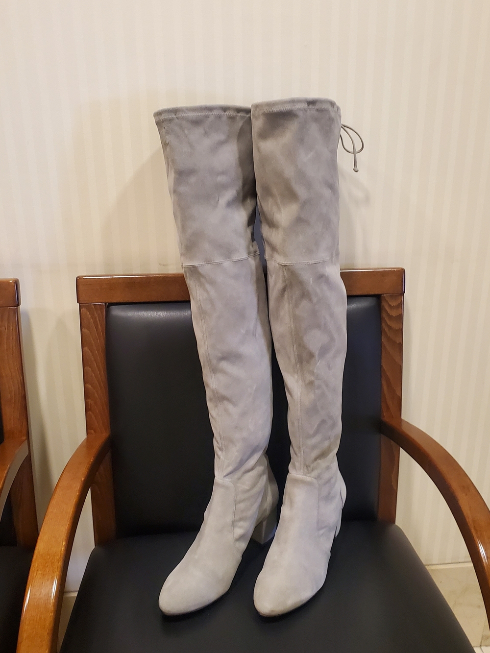 Stuart Weitzman Light Gray Suede Over-the-Knee Boots